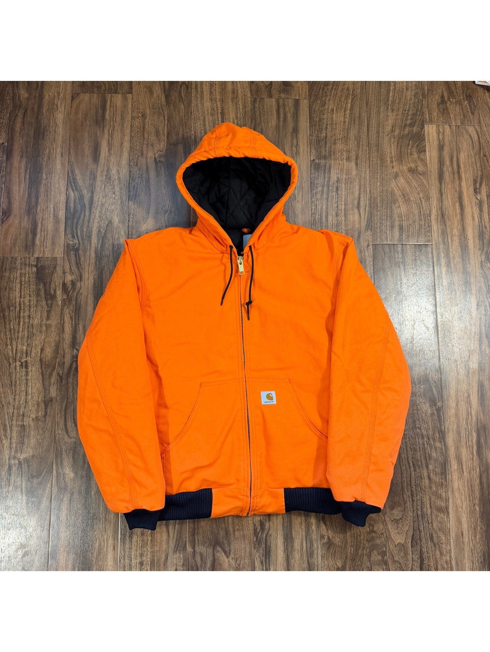 Vintage Carhartt J140 BLZ Blaze Orange Active Jacket Medium USA Hooded Workwear